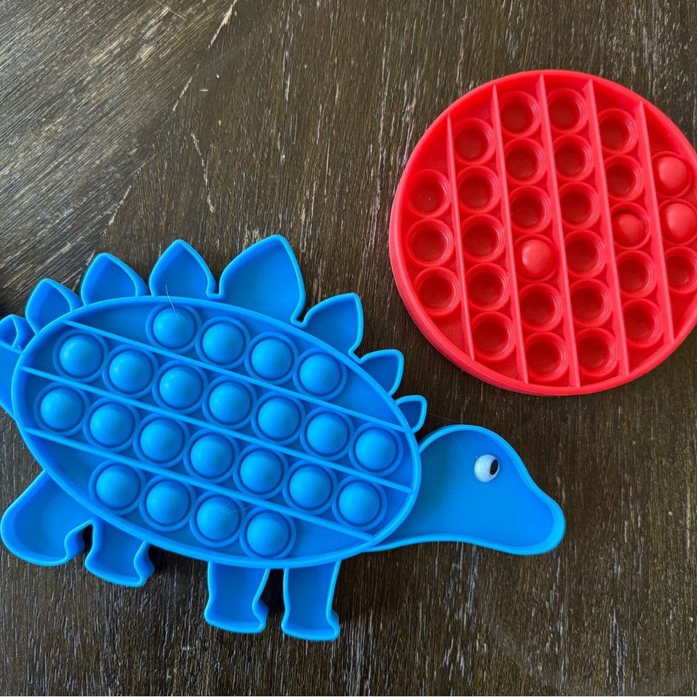Blue Dinosaur and Red Circle Pop It Fidget Toys/ Pop Its